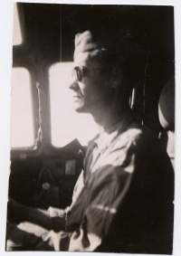 Alfred R. Young in Co-pilot seat of a B29