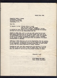 Letter to Congressman Disney - 14 March 1940