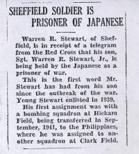 Newspaper Clipping: Sheffield soldier is a prisoner of the Japanese