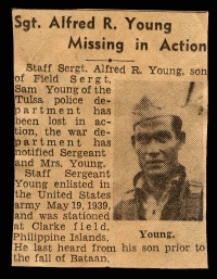 Newspaper Clipping: Sgt. Alfred R. Young Missing in Action