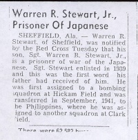 Newspaper Clipping: Warren R. Stewart, Jr., Prisoner of the Japanese