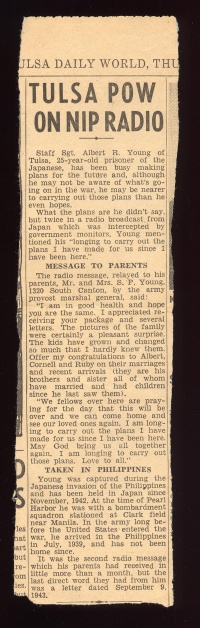 Newspaper Clipping: Tulsa POW on Japanese Radio