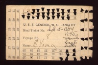 Voyage Meal Ticket from the U.S.S. General W. C. Langfitt