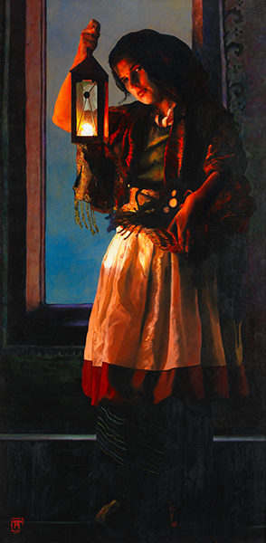 A Damsel Came To Hearken - Original oil painting by Ashton Young