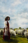 With Her Father's Sheep - 12 x 18 giclée on canvas (pre-mounted)