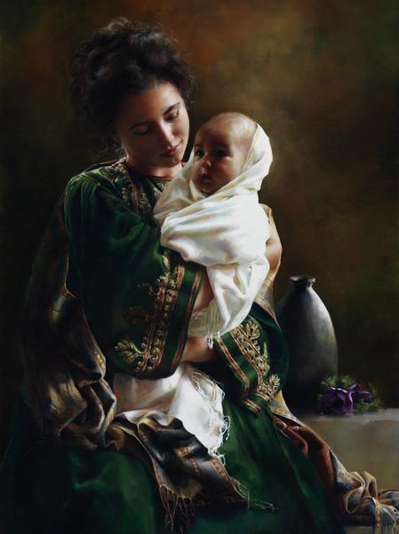 Bearing A Child In Her Arms - 12 x 16 giclée on canvas (pre-mounted) by Elspeth Young