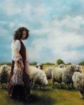 With Her Father's Sheep - 16 x 20 print