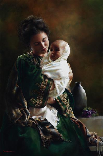Bearing A Child In Her Arms - 12 x 18.25 giclée on canvas (pre-mounted) by Elspeth Young