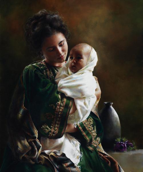 Bearing A Child In Her Arms - 20 x 24 giclée on canvas (unmounted) by Elspeth Young