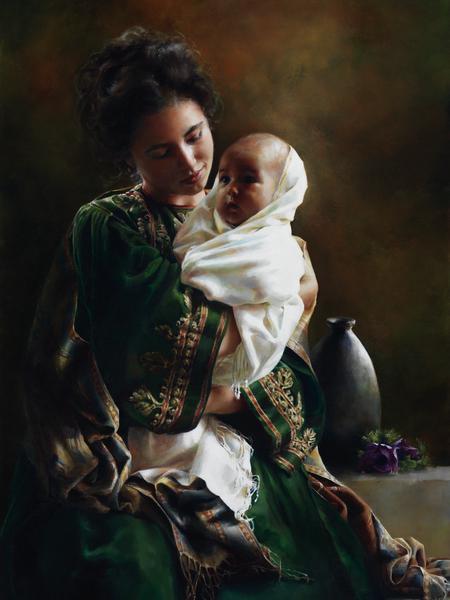 Bearing A Child In Her Arms - 30 x 40 print by Elspeth Young