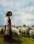 With Her Father's Sheep - 24 x 30 giclée on canvas (unmounted)