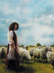 With Her Father's Sheep - 12 x 16 print