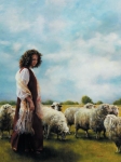 With Her Father's Sheep - 18 x 24 print