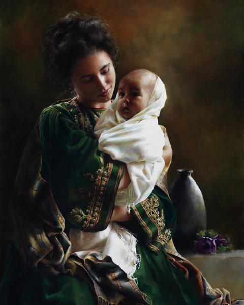 Bearing A Child In Her Arms - 24 x 30 giclée on canvas (unmounted) by Elspeth Young