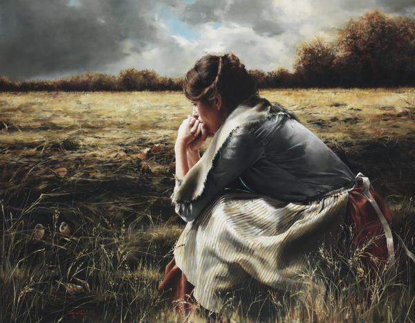 As A Sparrow Alone - 14 x 18 giclée on canvas (pre-mounted) by Elspeth Young