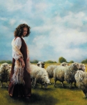 With Her Father's Sheep - 20 x 24 print