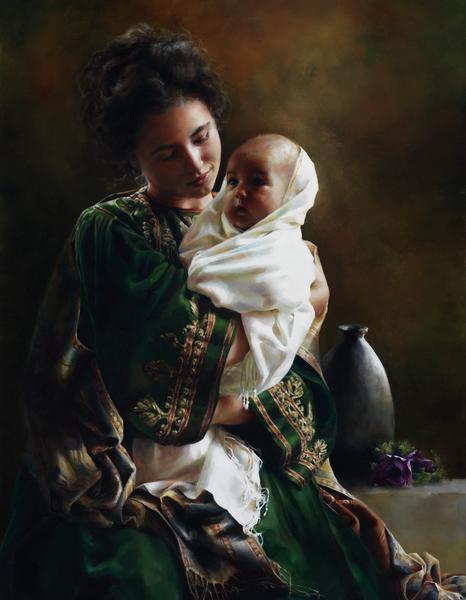 Bearing A Child In Her Arms - 14 x 18 giclée on canvas (pre-mounted) by Elspeth Young
