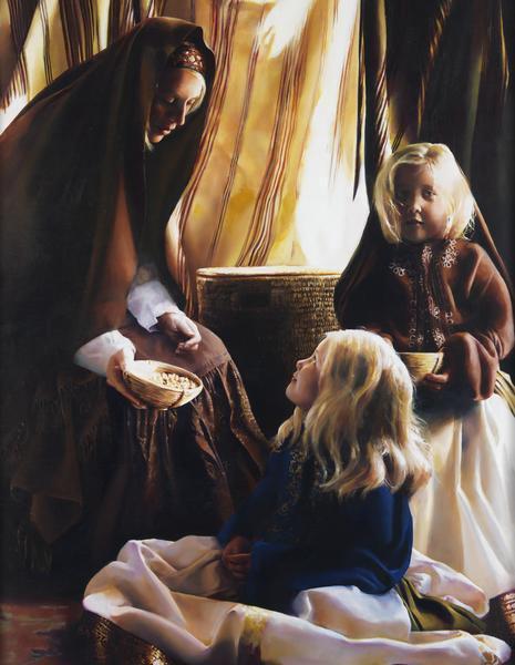 The Daughters Of Zelophehad - 14 x 18 giclée on canvas (pre-mounted) by Elspeth Young