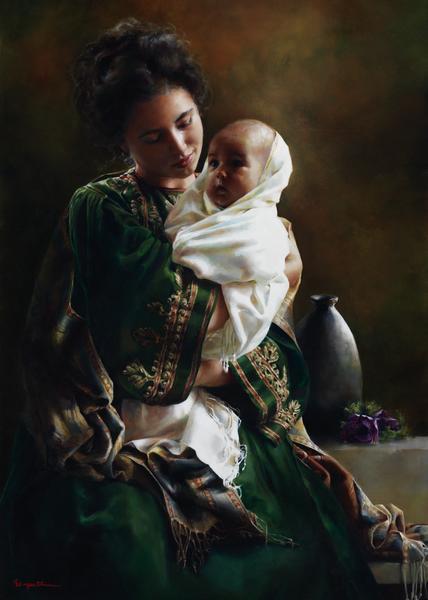 Bearing A Child In Her Arms - 20 x 28 gicl&eacute;e on canvas (unmounted) by Elspeth Young