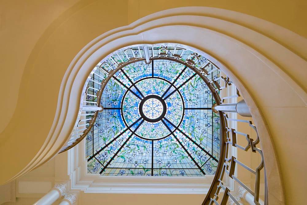 Skylight above the grand staircasein the Paris France Temple ofThe Church of Jesus Christ of Latter-...