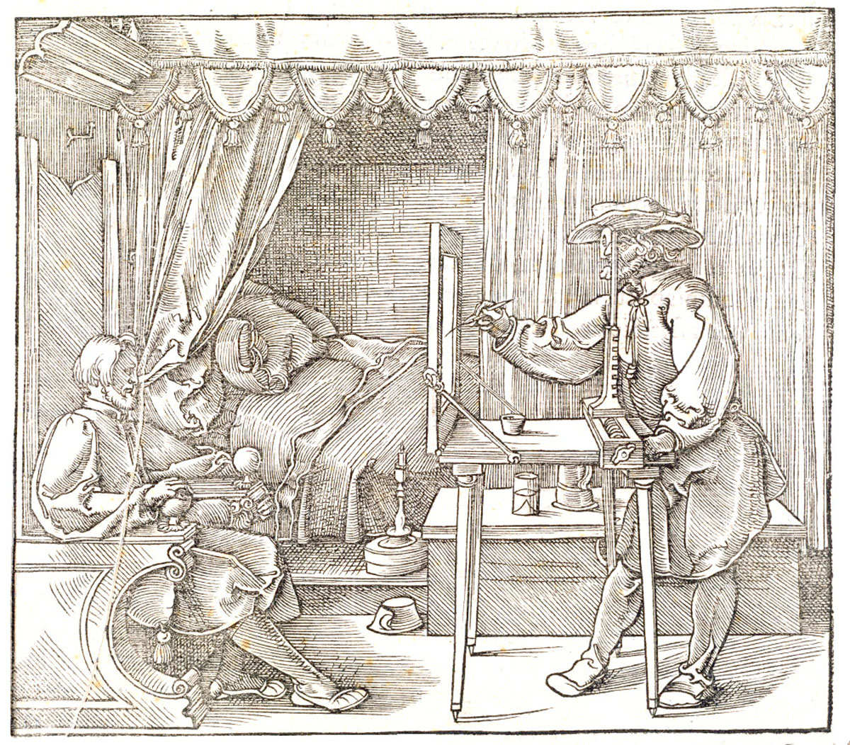 Draughtsman Drawing a Portrait (1532) by Albrecht Dürer (1539-1610)presented courtesy of victor...