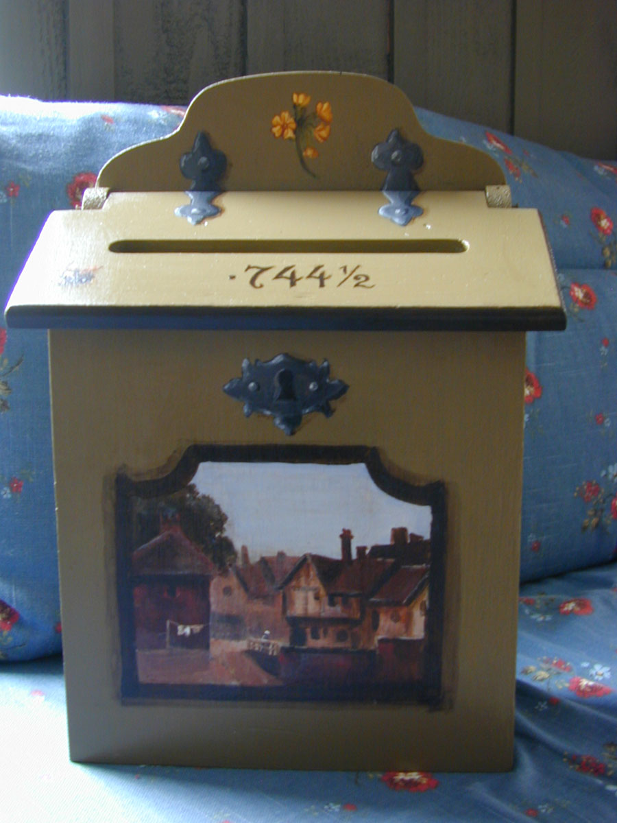 A family mailbox in the upstairs hall.