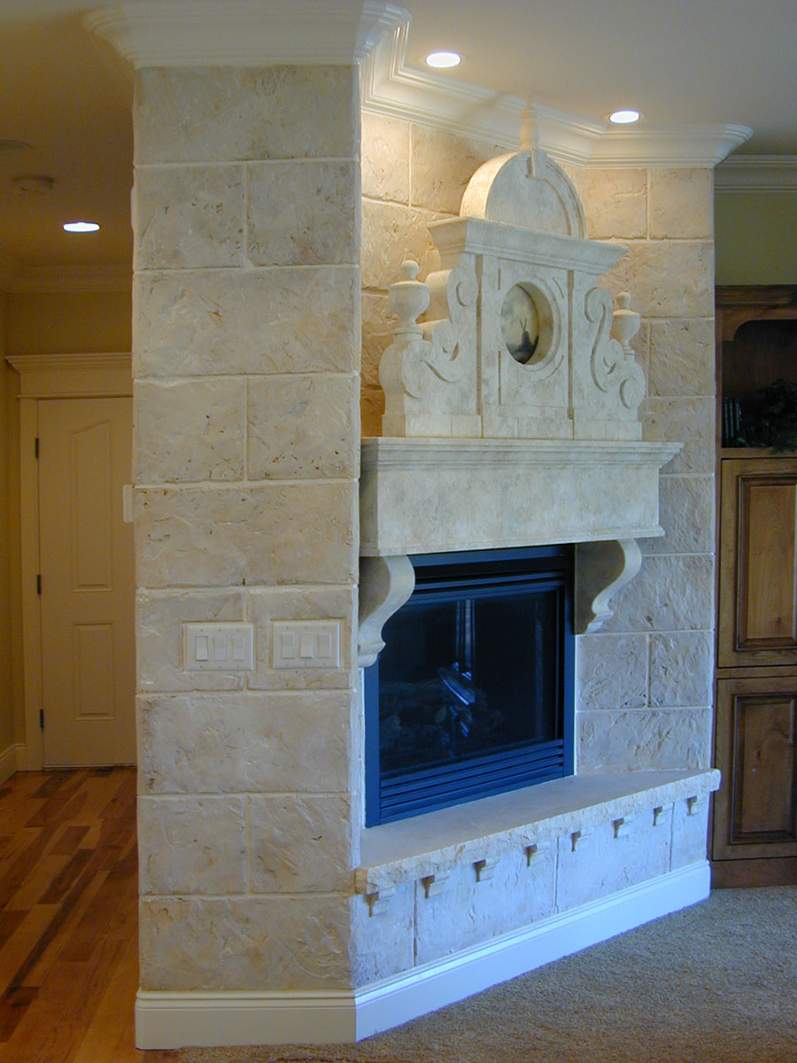 A unique livingroom fireplace.  See more . . .