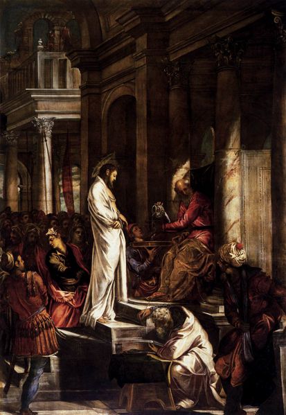 Tintoretto's painting of the Savior before Pilate inspired Elspeth's conceptualization of the Savior...