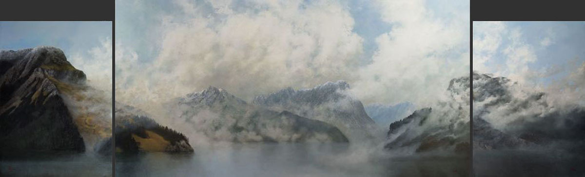 Tåkesangen (The Song of the Mist)Oil on panels - 7182 sq. in., approx. 4 ft. x 13 ft.Commissioned&n...