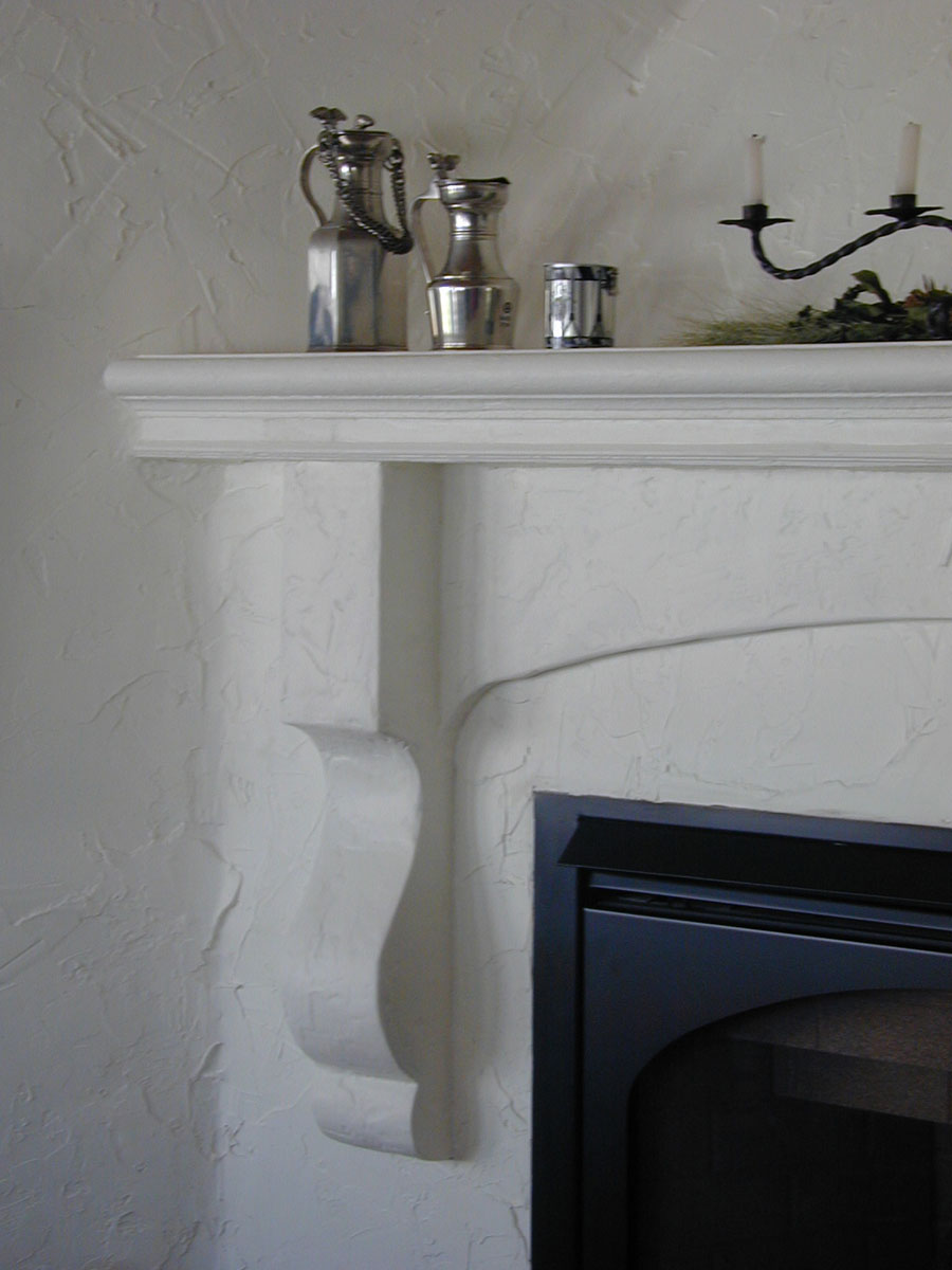 Work on the family room fireplace included design, fabrication, and installation.