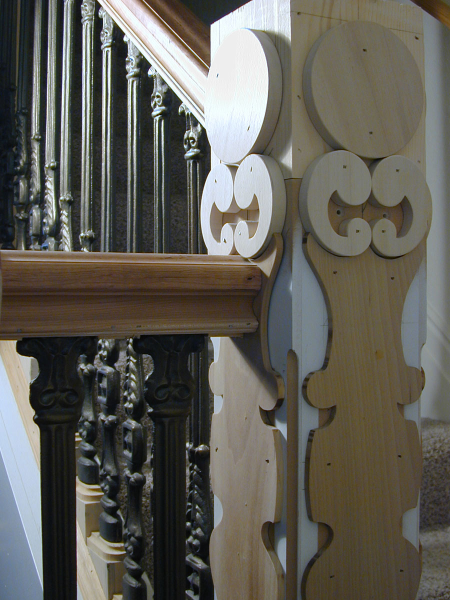 Design and fabrication of an entryway balustrade, using salvage cast-iron balusters.