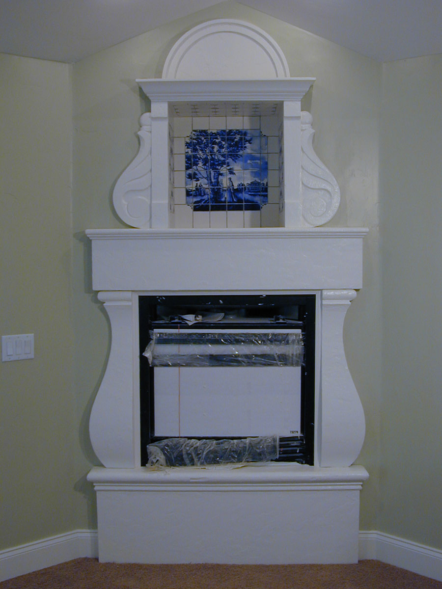 This bedroom fireplace treatment was created and installed by Al Young Studios for the Uppland Proje...