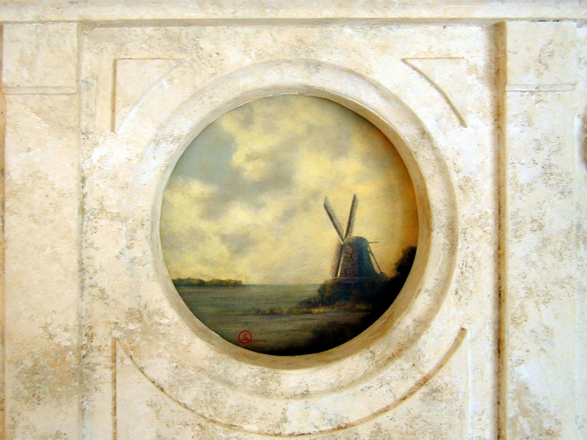 The original oil painting framed in the roundel.