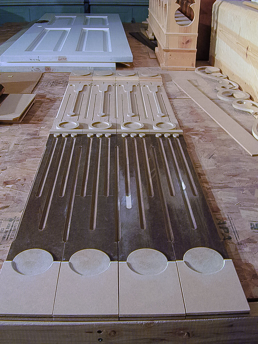 Al designed, created, and assembled the cutwork for these pilasters.&nbsp;&nbsp;Ashton routed the fl...