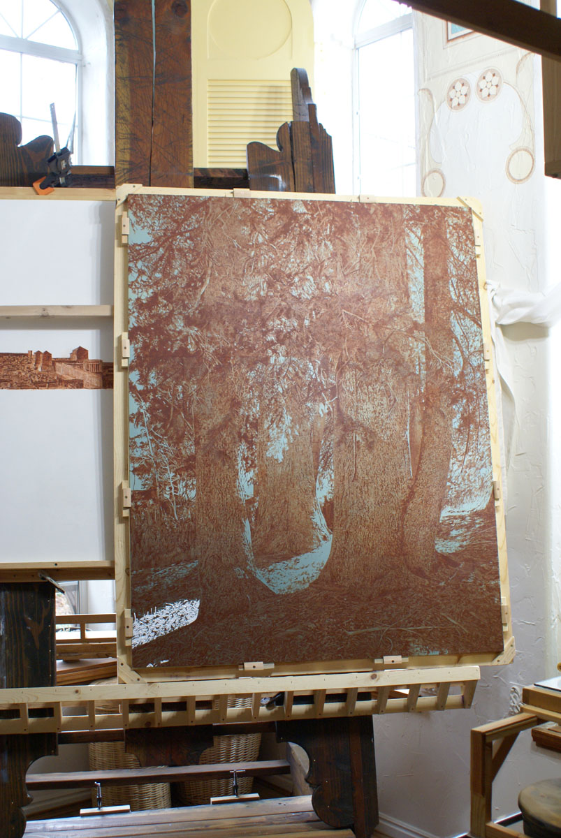 This is one of the only photographs we have of the completed Burnt Sienna imprimatura.&nbsp;&nbsp;No...