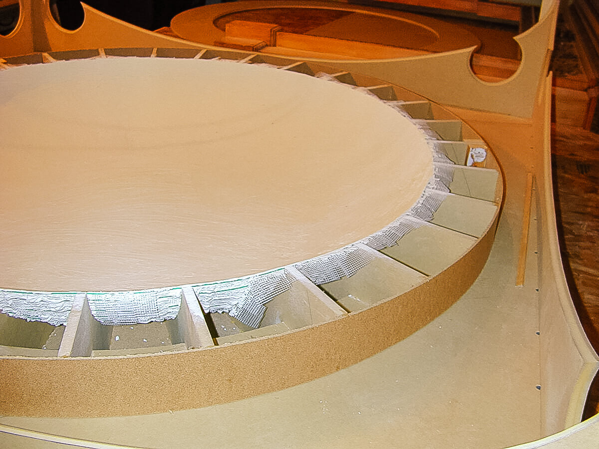 Joint compound was worked into the layer of filament and mesh.&nbsp;&nbsp;And when it was dry, the j...