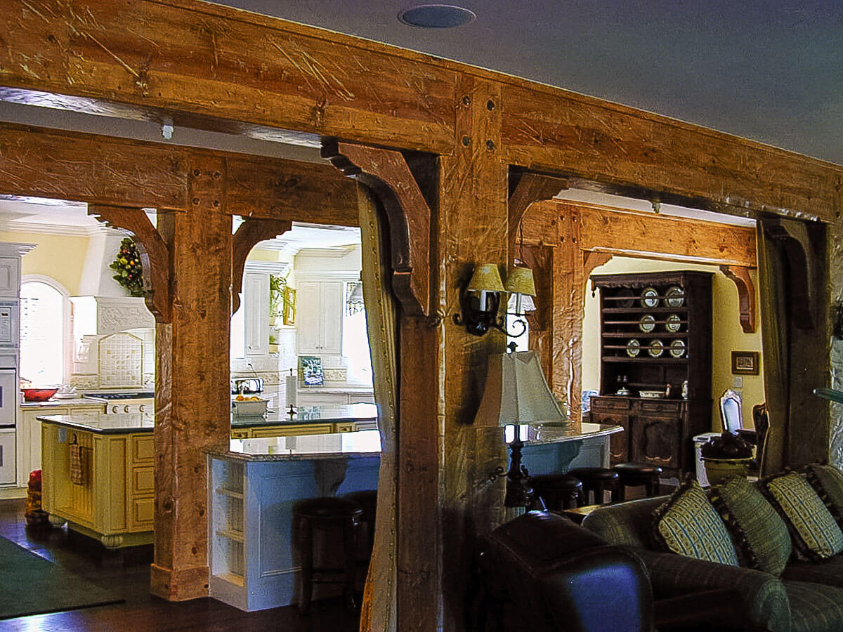 Faux box-beams designed, created, and then installed in the kitchenfamily room.&nbsp;&nbsp;See more...
