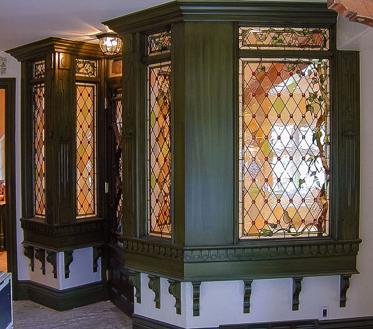 Al designed the woodwork of this interior room-facade and he and Ashton created it.&nbsp;&nbsp;Elspe...
