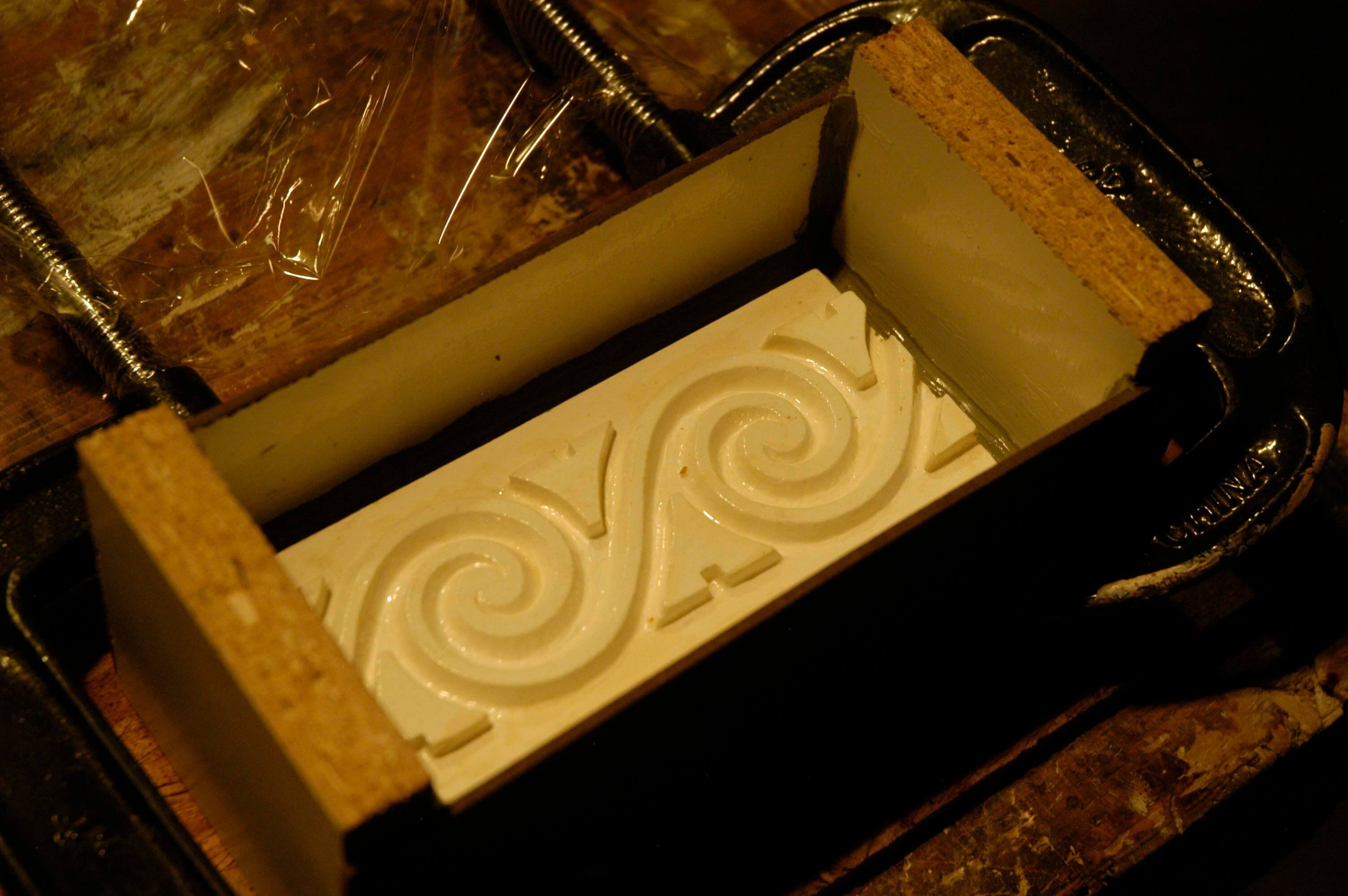 Ashton also designed and created a motif representing the waves of the sea.&nbsp;&nbsp;Here, the fin...