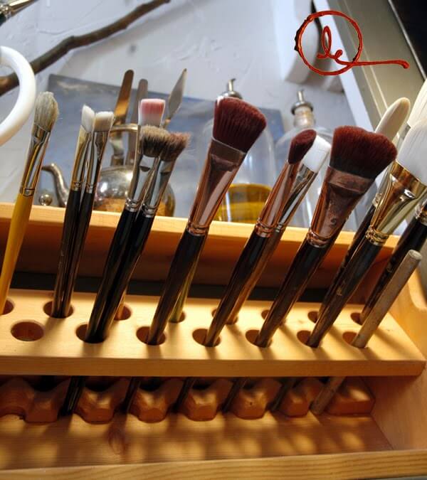Wooden Paint Brush Holder Paintbrush Stand Wood Brush Caddy Artist Brush  Rack Brush Stand Brush Organizer Wood Handmade Handcrafted 